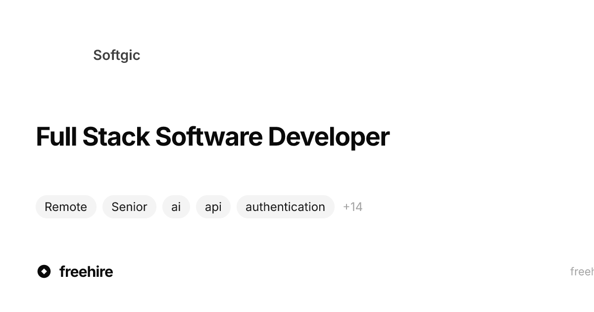 Full Stack Software Developer — Softgic · freehire