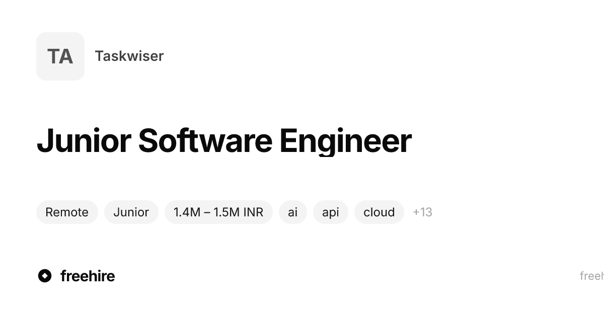 Junior Software Engineer — Taskwiser · freehire