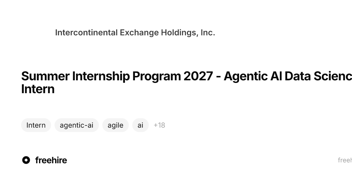 Summer Internship Program 2027 - Agentic AI Data Science Intern ...