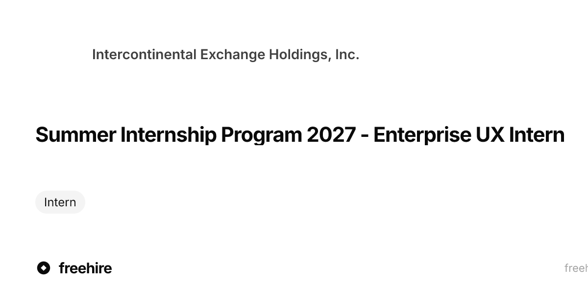Summer Internship Program 2027 - Enterprise UX Intern ...