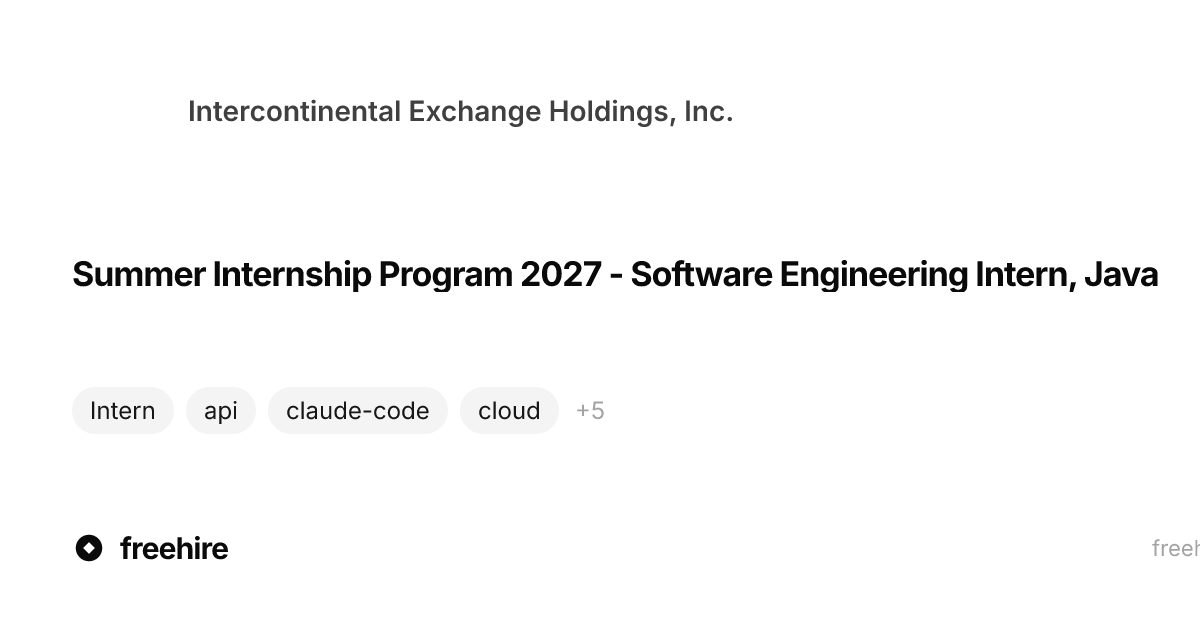 Summer Internship Program 2027 - Software Engineering Intern, Java ...